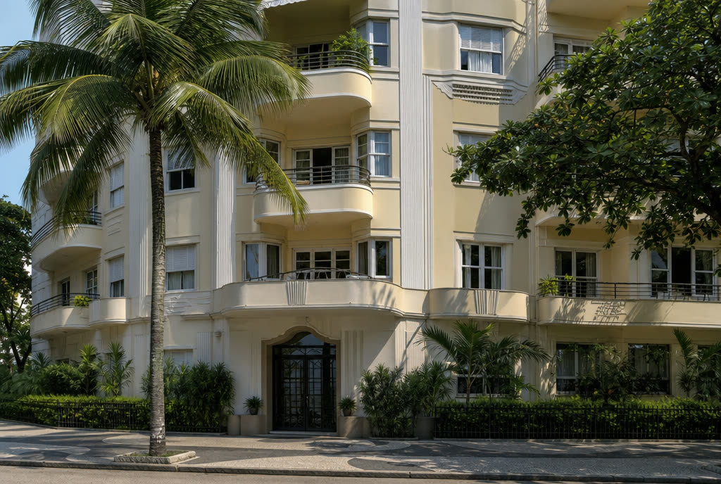 Fachada de edifício residencial dos anos 1930 no Rio de Janeiro